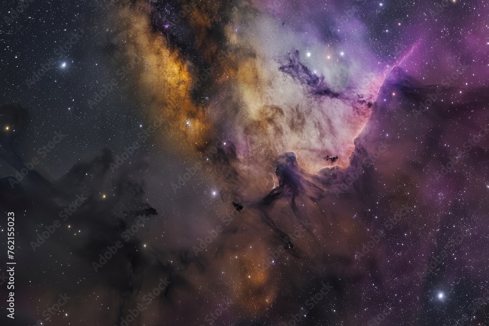 Cosmic nebulae blending with smoke against the canvas of a starry night sky Cosmic nebulae blending with smoke against the canvas of a starry night sky