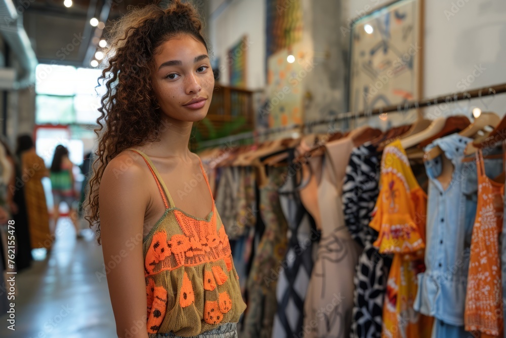 Obraz premium Professional Photography of a Sustainable Fashion Showcase, Generative AI