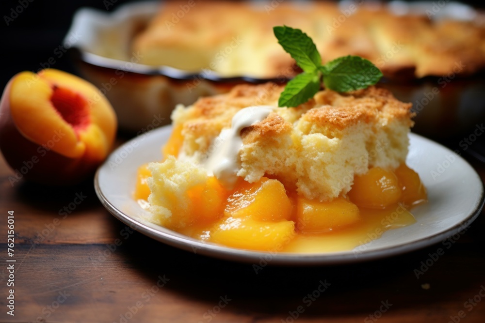 Aromatic Peach cobbler. Summer sweet dessert. Generate Ai Aromatic Peach cobbler. Summer sweet dessert. Generate Ai