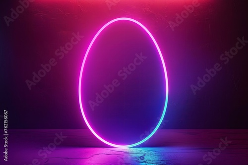 
neon easter egg shaped frame isolated on background