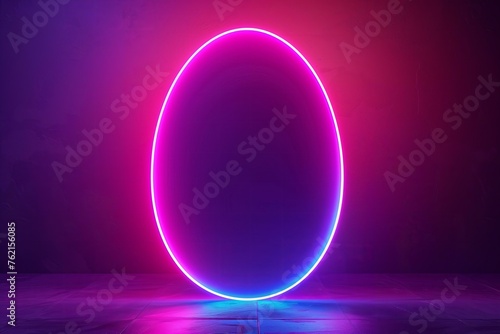 
neon easter egg shaped frame isolated on background photo