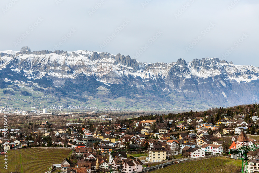 Mountain Majesty: Urban Skyline Amidst Liechtenstein's Peaks