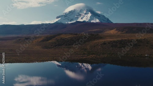 Sajama Volcano and its reflection in Lake photo