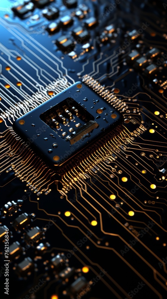 Close Up of CPU Chip on Circuit Board Close Up of CPU Chip on Circuit Board