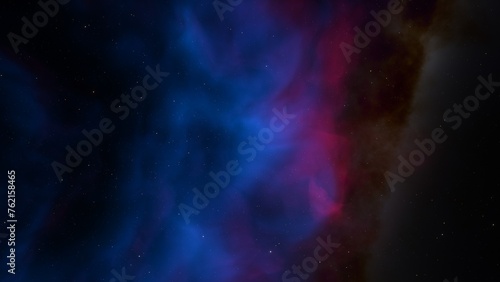 Cosmic background with a blue purple nebula and stars 