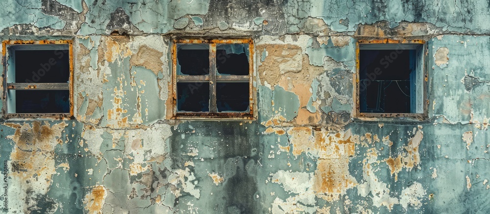 Abandoned dilapidated wall with empty windows. Abandoned dilapidated wall with empty windows.