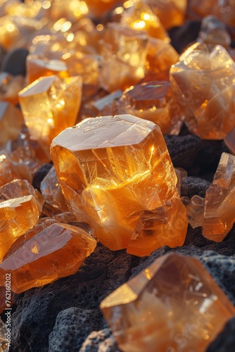 Yellow amber crystals