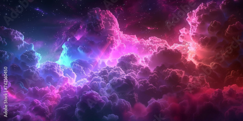 colorful clouds with neon color , Colorful neon sky banner, pink , purple, red , blue clouds