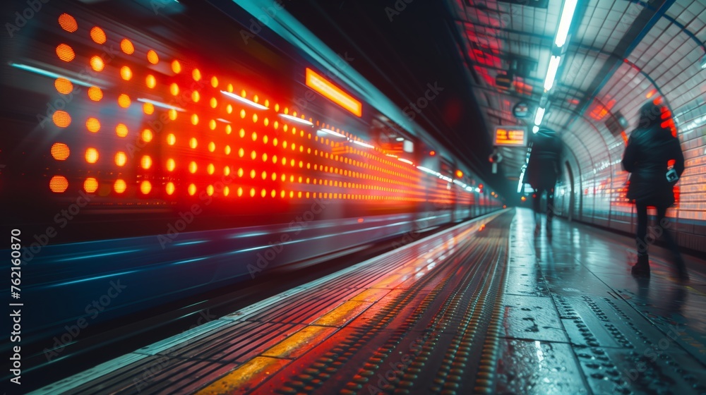 Person Walking Down Train Station Platform Person Walking Down Train Station Platform
