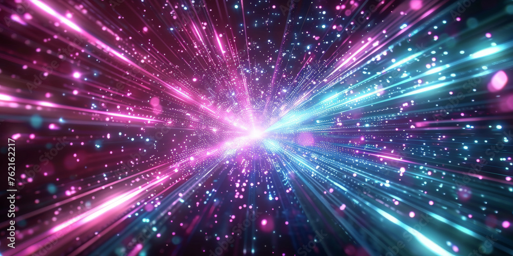 pink, blue, purple light rays from the center of an explosion moving high speed, abstract futuristic background portal tunnel with blue and teal cyberpunk colors on a black background pink, blue, purple light rays from the center of an explosion moving high speed, abstract futuristic background portal tunnel with blue and teal cyberpunk colors on a black background