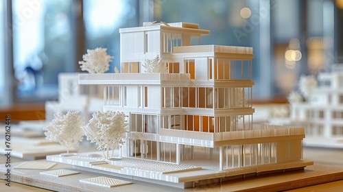 3D printed building components designed with BIM for a modular construction project.