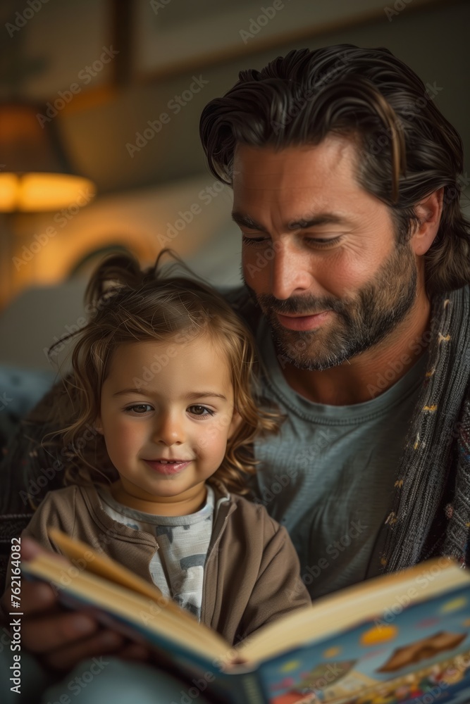 Father and Daughter Enjoying Story Time Together Father and Daughter Enjoying Story Time Together