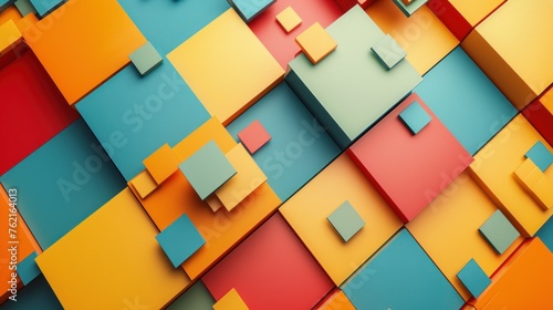 Abstract 3d multicolored squares geometric graphic background. AI generated