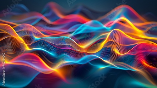 Dynamic digital waves in vibrant colors, abstractly illustrating speed and motion.
