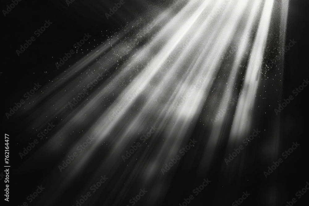 White light rays on  black background, overlay for glowing effects or lighting ,white glow flare light with dynamic movement on dark background