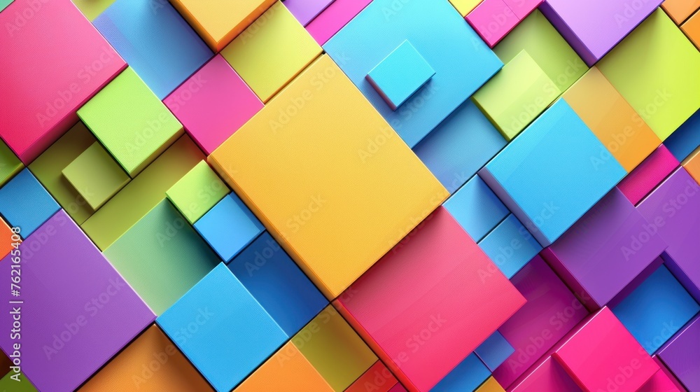 Abstract 3d multicolored squares geometric graphic background. AI generated Abstract 3d multicolored squares geometric graphic background. AI generated