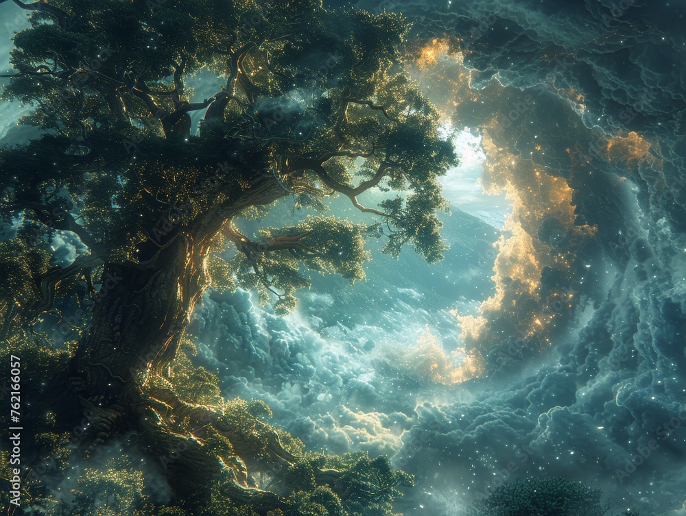 In digital dreamscapes, creativity blends digital elements seamlessly with natural landscapes
