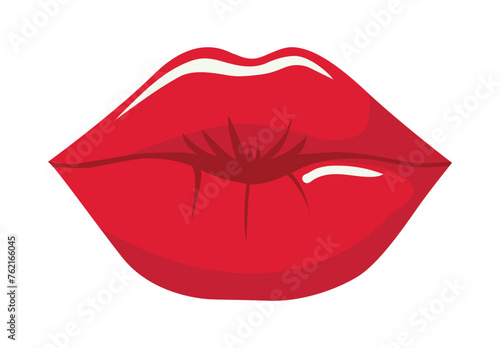 Red lips isolated on white background