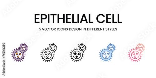 Epithelial cell icons set in different style vector stock illustration