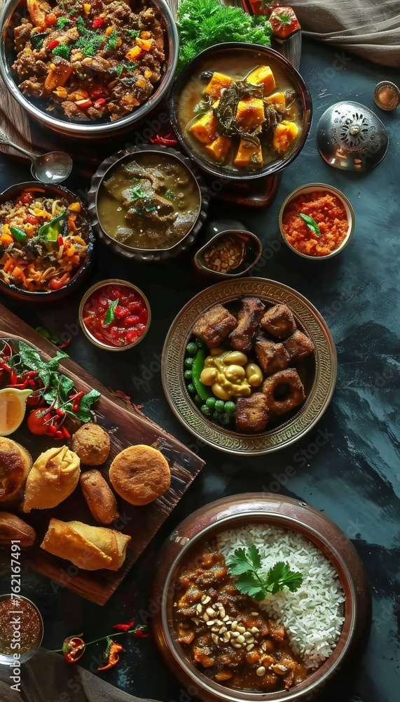 Fototapeta premium Indian Cuisine Assortment Traditional Dishes