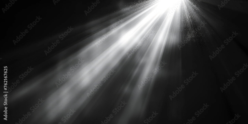 White light rays on  black background, overlay for glowing effects or lighting ,white glow flare light with dynamic movement on dark background