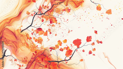 autumn abstract background with organic lines and textures on white background. Autumn floral detail and texture. Abstract floral organic wallpaper background illustration.