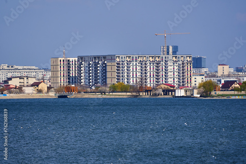 Apartment blocks by the lake