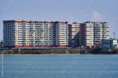 Apartment blocks by the lake