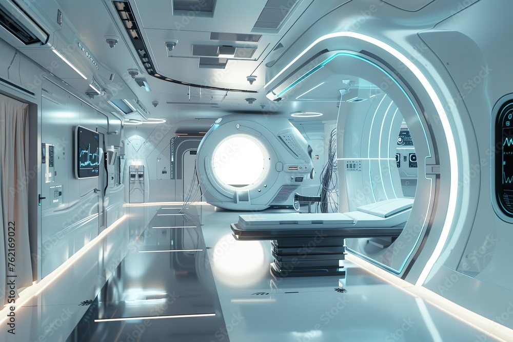 Obraz premium A futuristic medical facility with advanced equipment and technologies for healthcare.