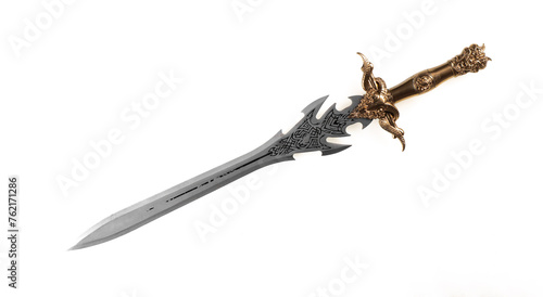 golden ornate sword isolated on white background