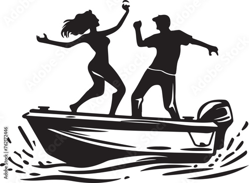 dancing on Pontoon boat silhouette vector