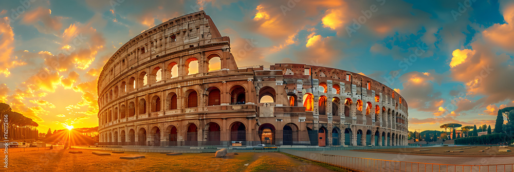  Colosseum Rome day,
Colosseum in rome italy at sunset travel concept
