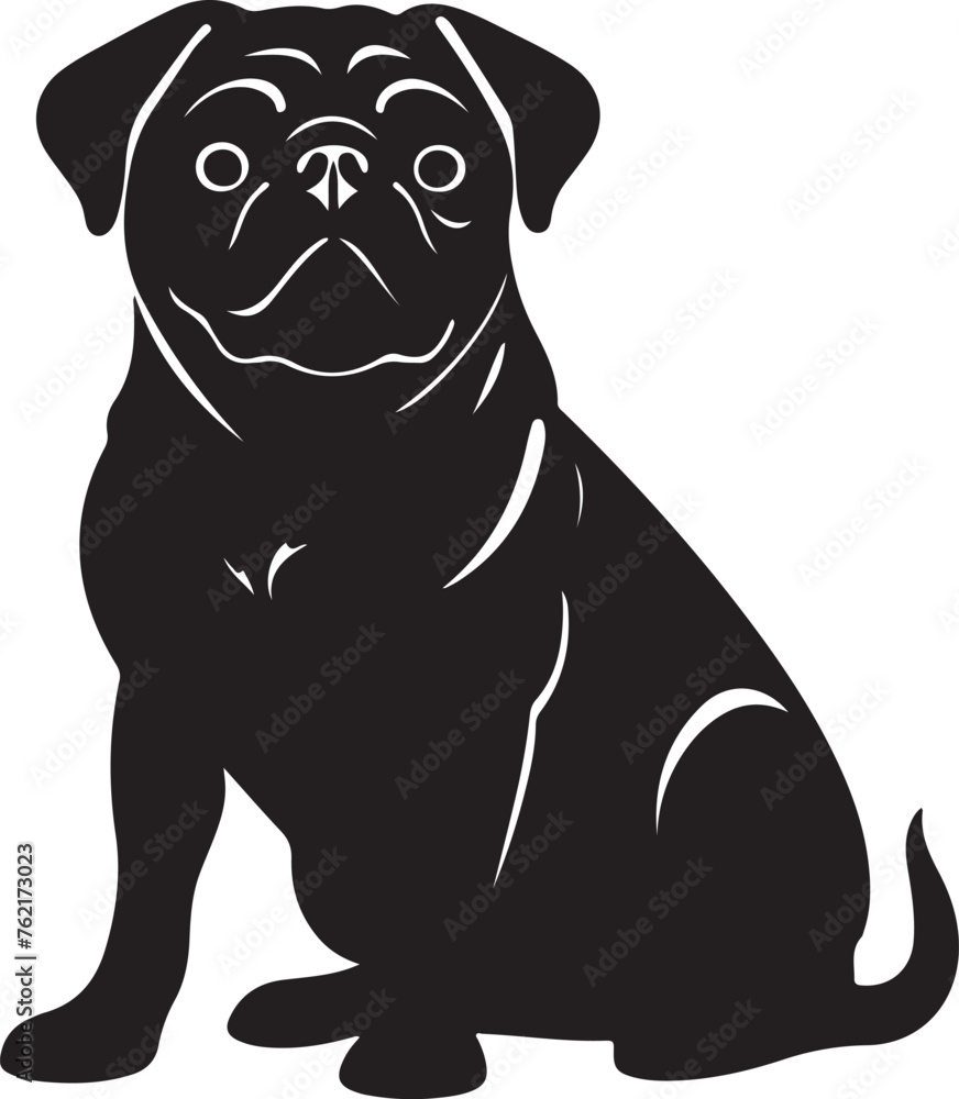 Naklejka premium Pug Silhouette Vector Illustration White Background