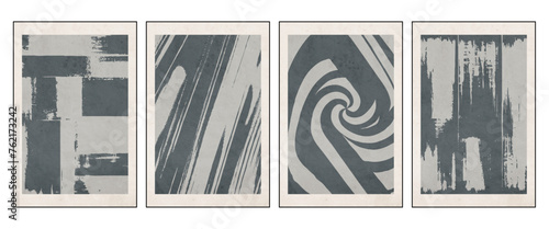 Set of 4 Abstract illustration in vintage style. For use in graphics, for wall decor. .