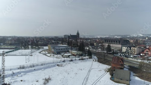 Beautiful Panorama Church Downtown Nowy Targ Aerial View Poland photo