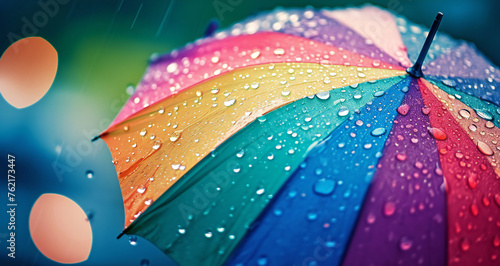 Rainbow Umbrella with Raindrops