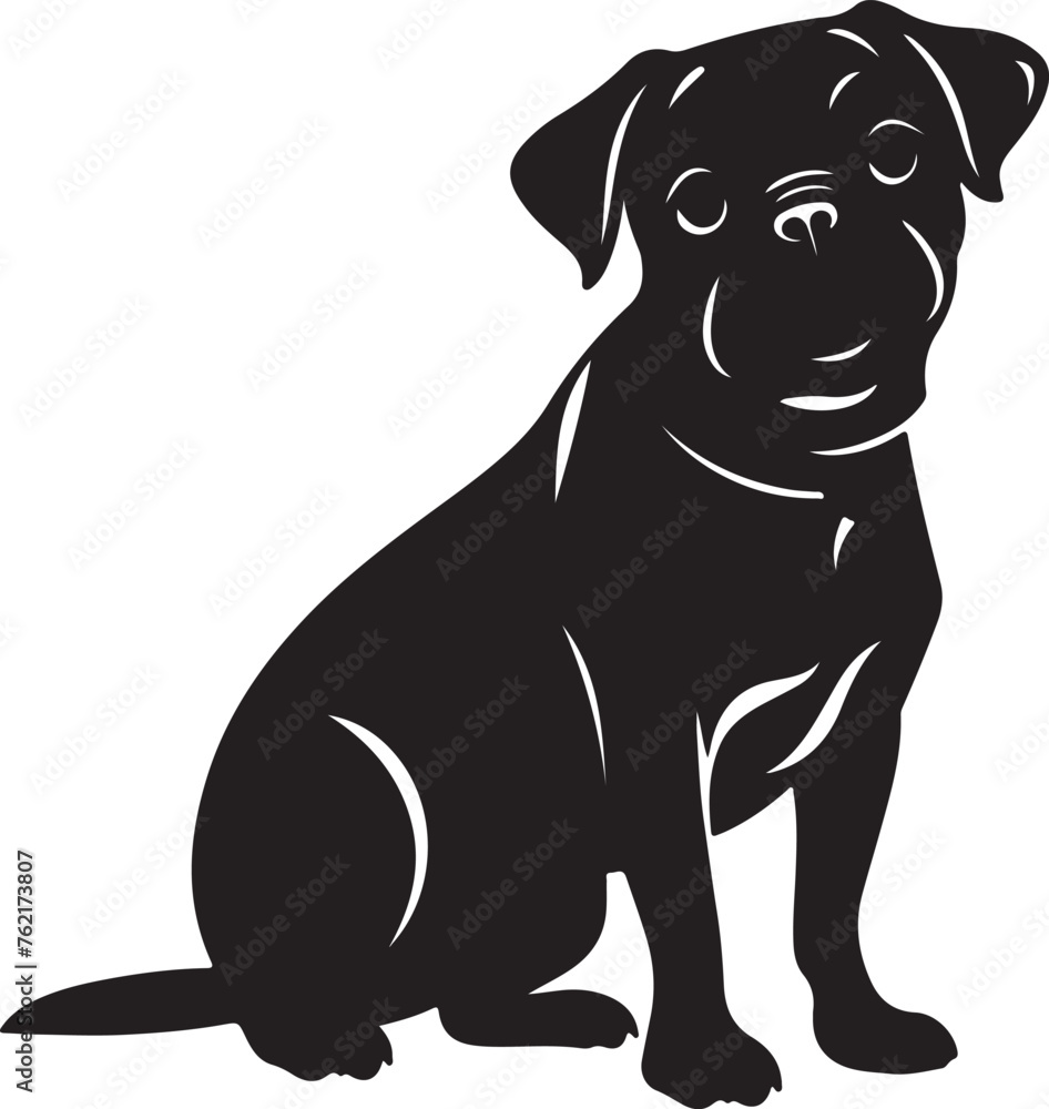 Fototapeta premium Pug Silhouette Vector Illustration White Background