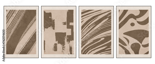 Set of 4 Abstract illustration in vintage style. For use in graphics, for wall decor. .