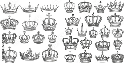 Line art prince and princess luxurious head accessories