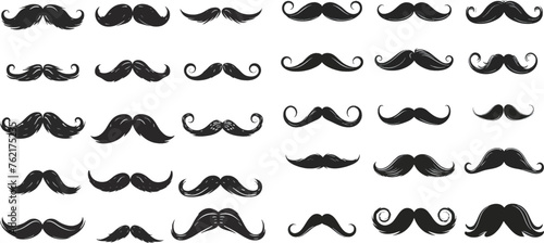  Retro gentleman moustaches. Hipster man element for photo. Different accessories collection