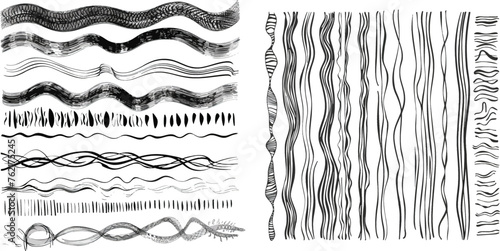 Abstract doodle lines, decorative pencil strokes