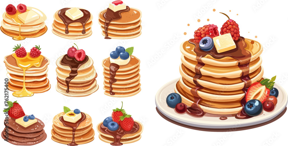 Delicious breakfast food vector illustrations Delicious breakfast food vector illustrations