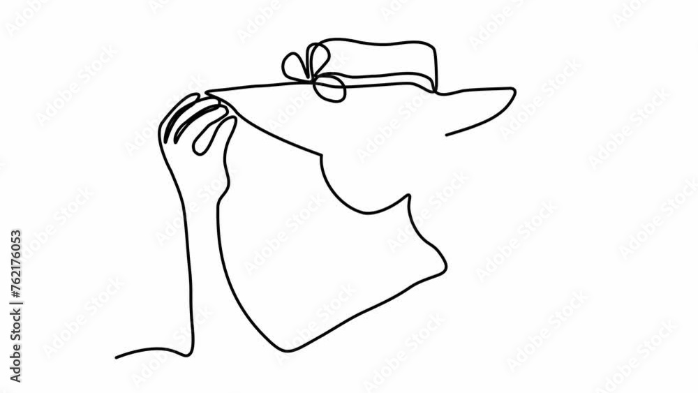 Self drawing animation with one continuous line draw,
woman in hat Self drawing animation with one continuous line draw,
woman in hat