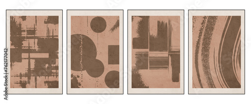Set of 4 Abstract illustration in vintage style. For use in graphics, for wall decor. .