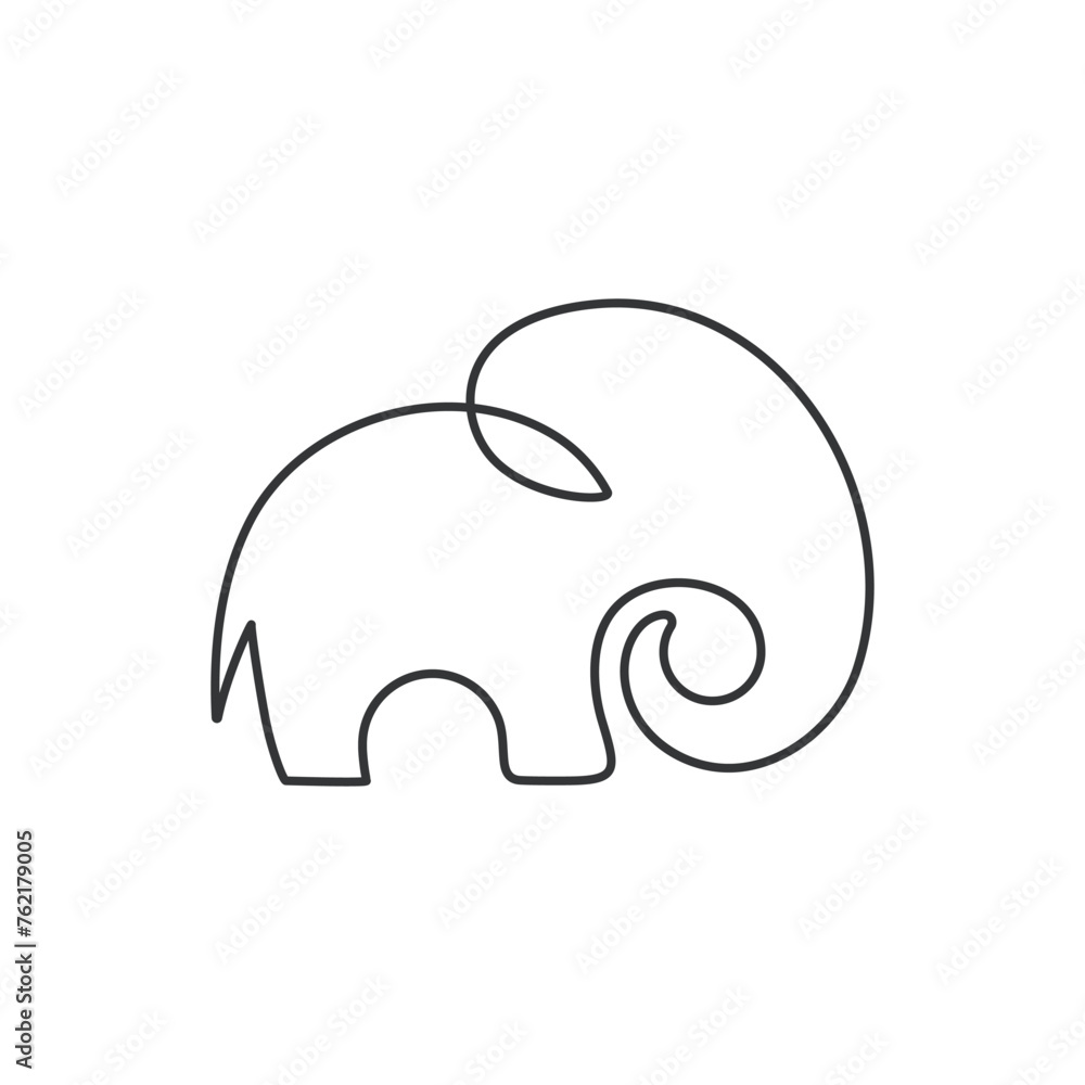 Abstract elephant continuous line drawing element isolated vector illustration of wild animal form in trendy outline one line artwork. Abstract elephant continuous line drawing element isolated vector illustration of wild animal form in trendy outline one line artwork.