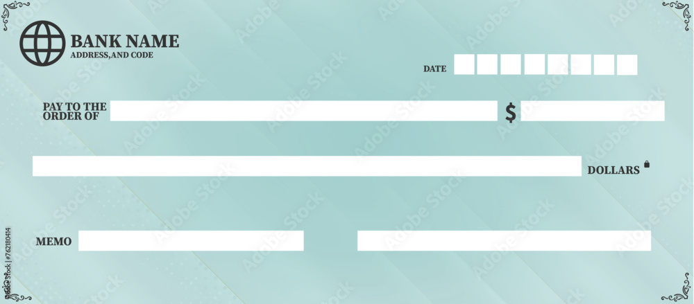 Bank cheque vector template New design Stock Vector | Adobe Stock