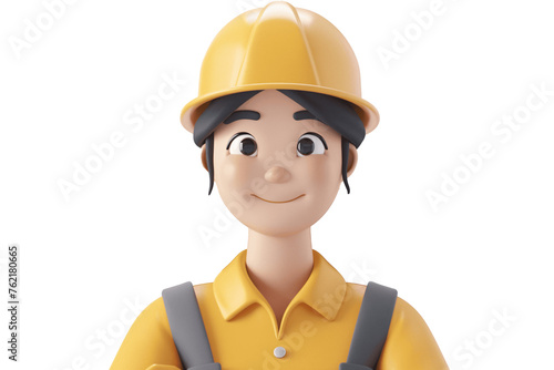 Construction Worker Adian  Woman in 3D, Isolated Illustration photo