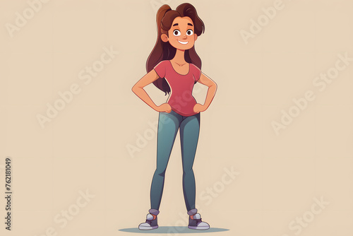 Fröhliche Cartoon-Figur einer in lockerer Pose