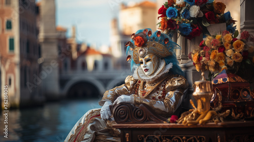 Magic of Venice: Ornate Palazzos, Arched Bridges, Carnival Masks, and the Allure of Water Reflections photo