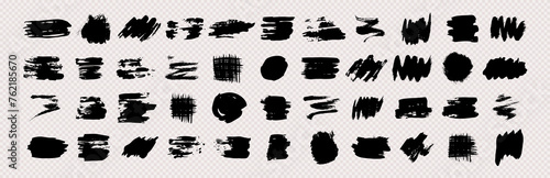 Set of black grunge brush strokes